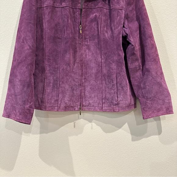 Coldwater Creek Womens Purple Suede 100% Leather Long Sleeve Blazer Jacket sz XL - Picture 3 of 12